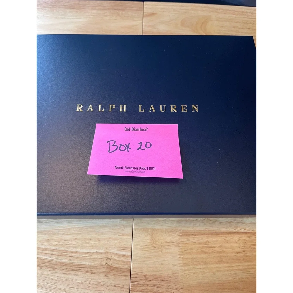 Ralph Lauren Navy Blue Gold Foil Logo Large Gift Box 14x11x2.5 Storage Packaging